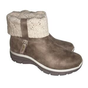 Skechers Slip Ins Easy Going Ankle Boot Womens 8 Cozy Weather 2 Taupe Suede Warm